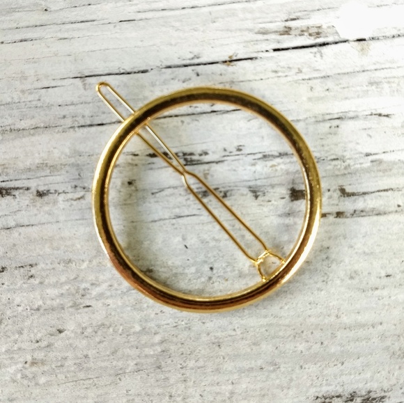 *1 LEFT* Gold Circle Geometric Hair Barrette - Picture 4 of 7